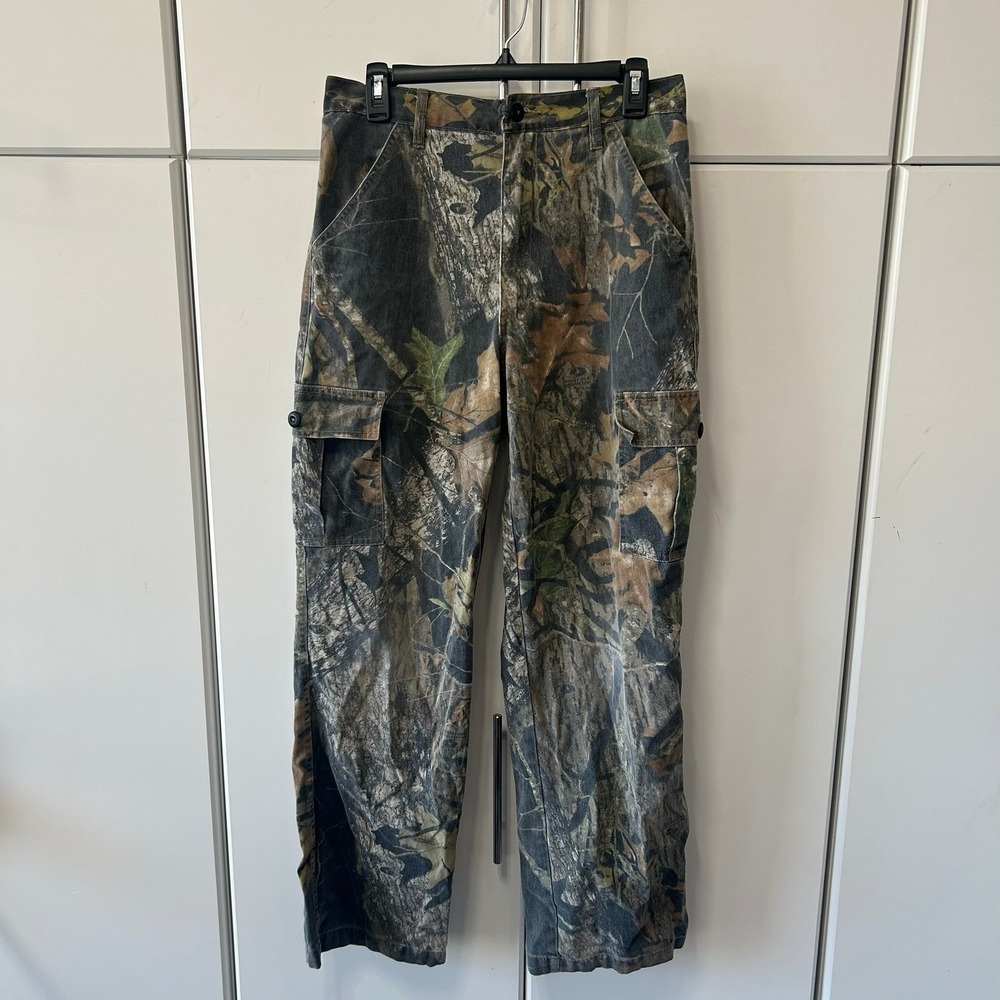 Field Staff Mossy Oak Breakup Camo Cargo Pants Mens Small 28-30 Twill Hunting